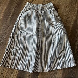 Madewell Pilar striped Palisade. Button front cotton SKIRT women's 00 indigo